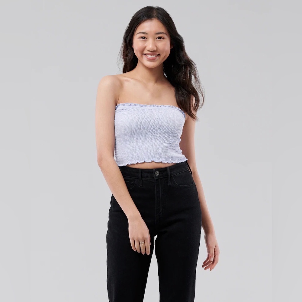 🟢 holister floral print tube top